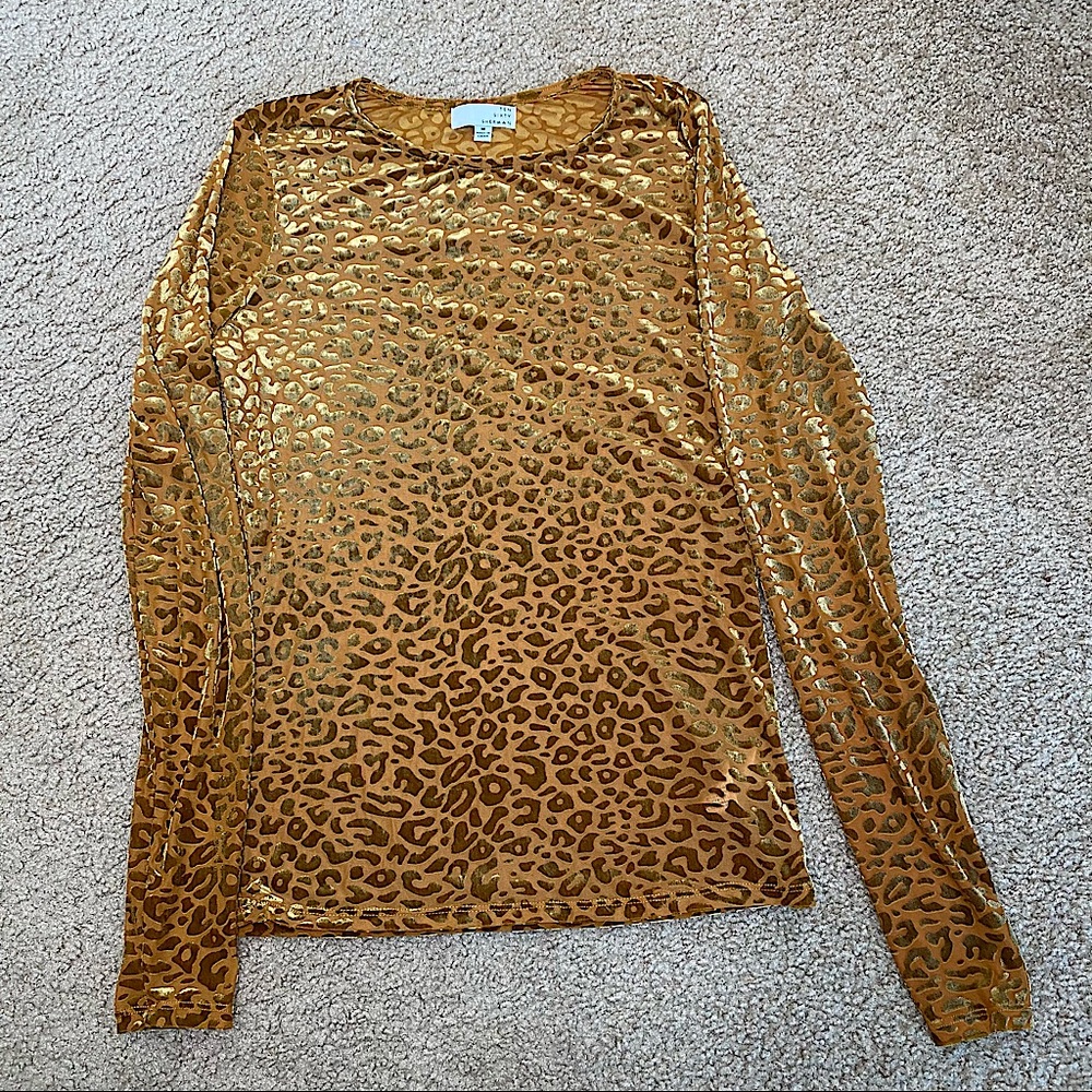 TEN SIXTY SHERMAN GOLDEN ANIMAL PRINT SHINE TOP SIZE M